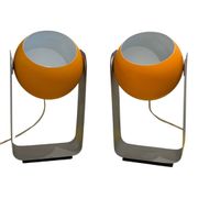 Pair of Space Age orange eyeball lamps by Massive Belgium