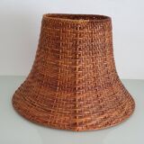 Woven rattan pagoda lampshade - 1970s