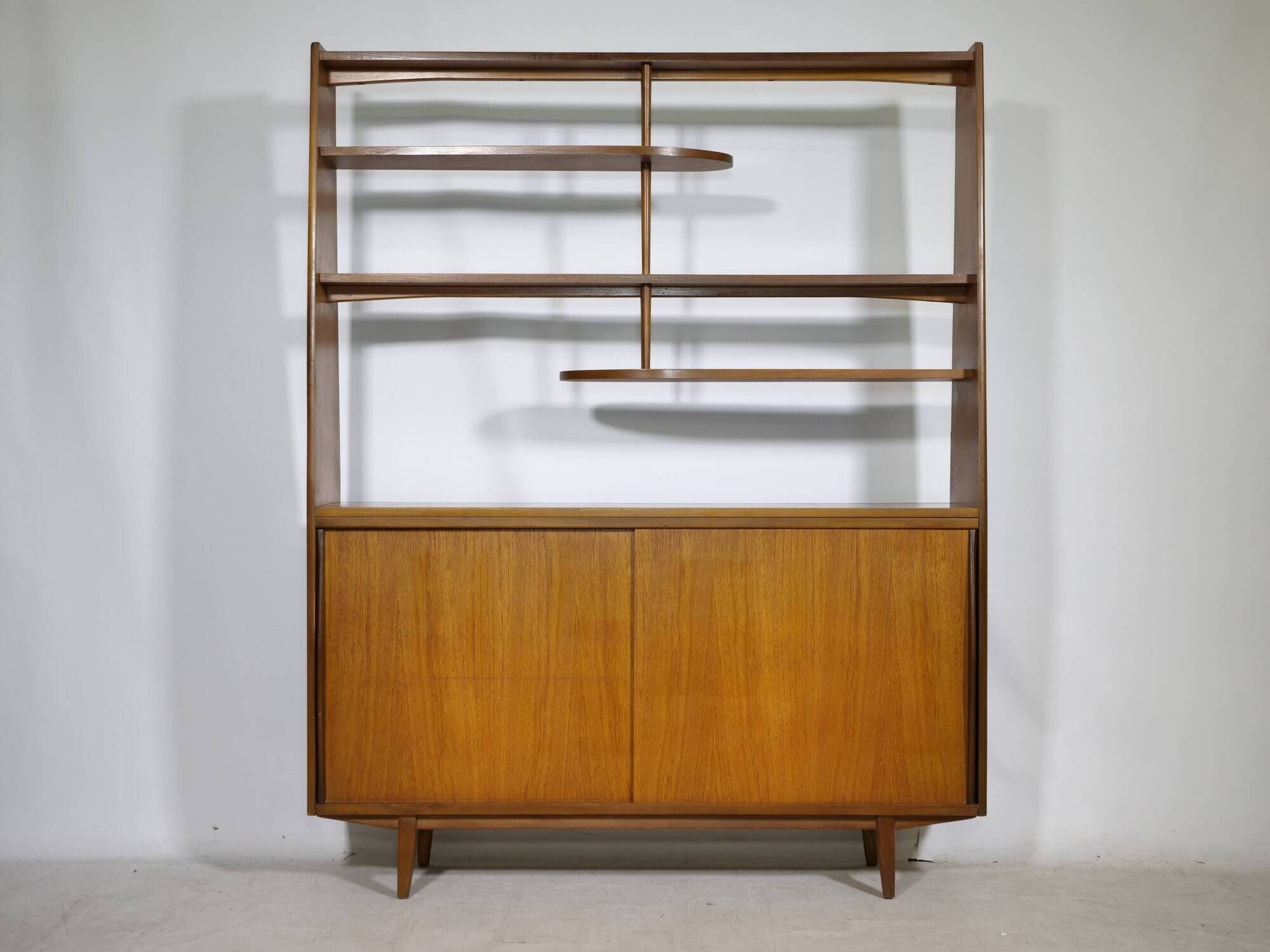 Mid-Century Highboard with Kidney Shaped Shelf in Teak, 1960s