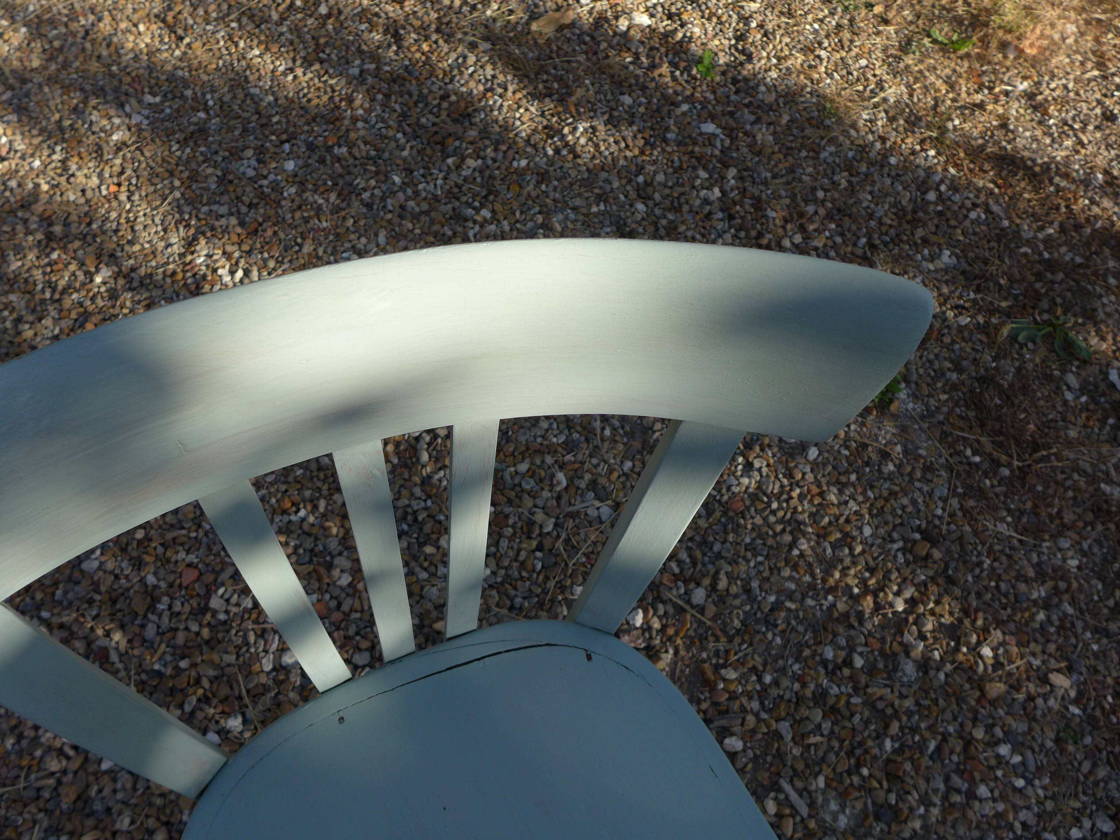Set of 4 mismatched blue chairs