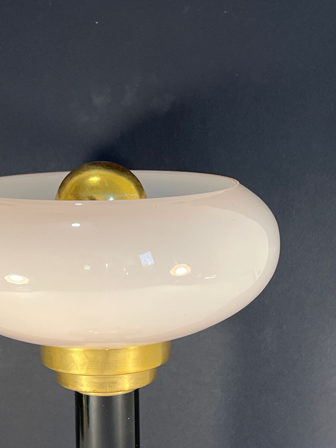 Lampe de chevet ou à poser art-déco • Verre ancien & Laiton patiné