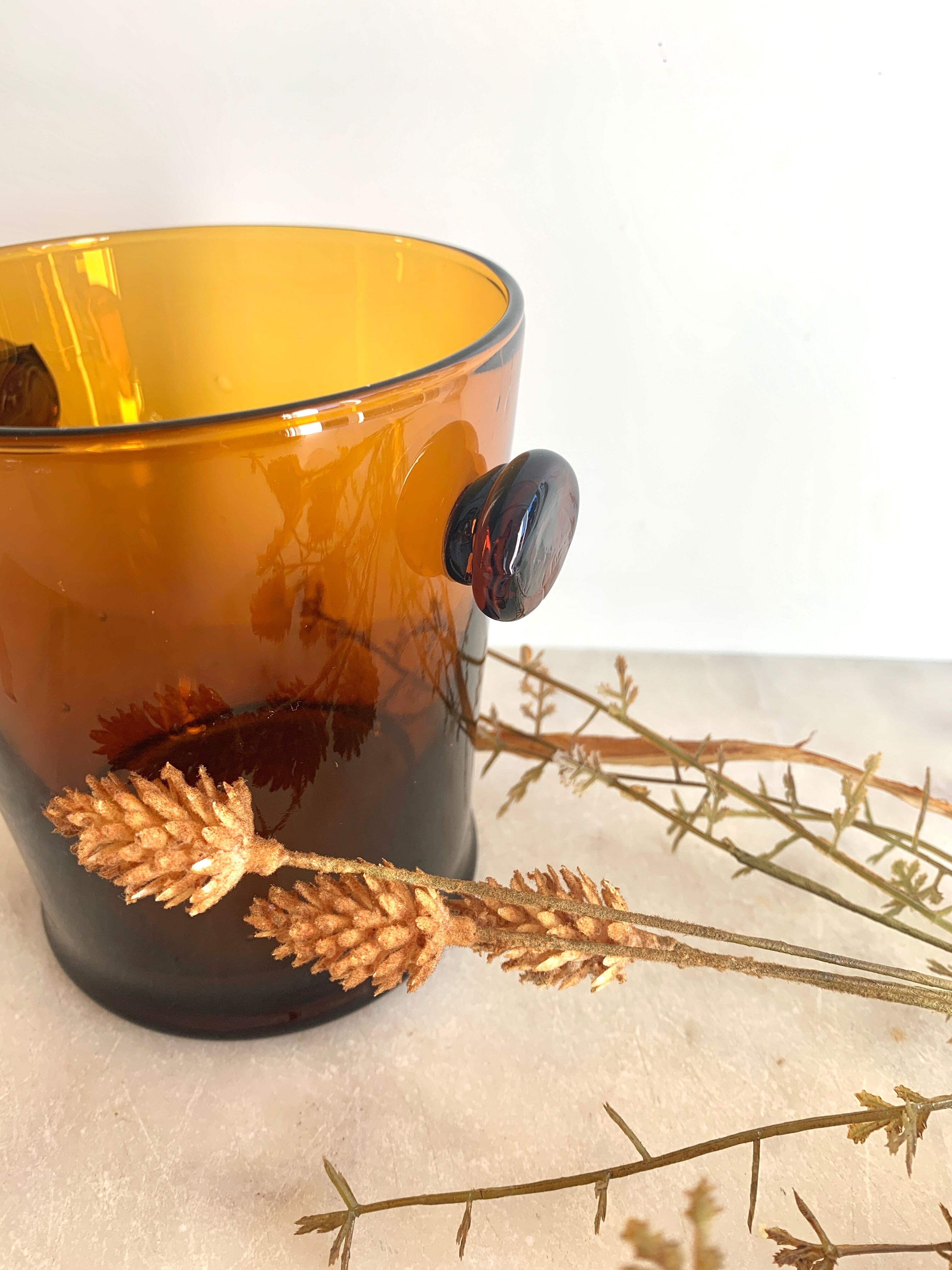 Amber glass ice bucket