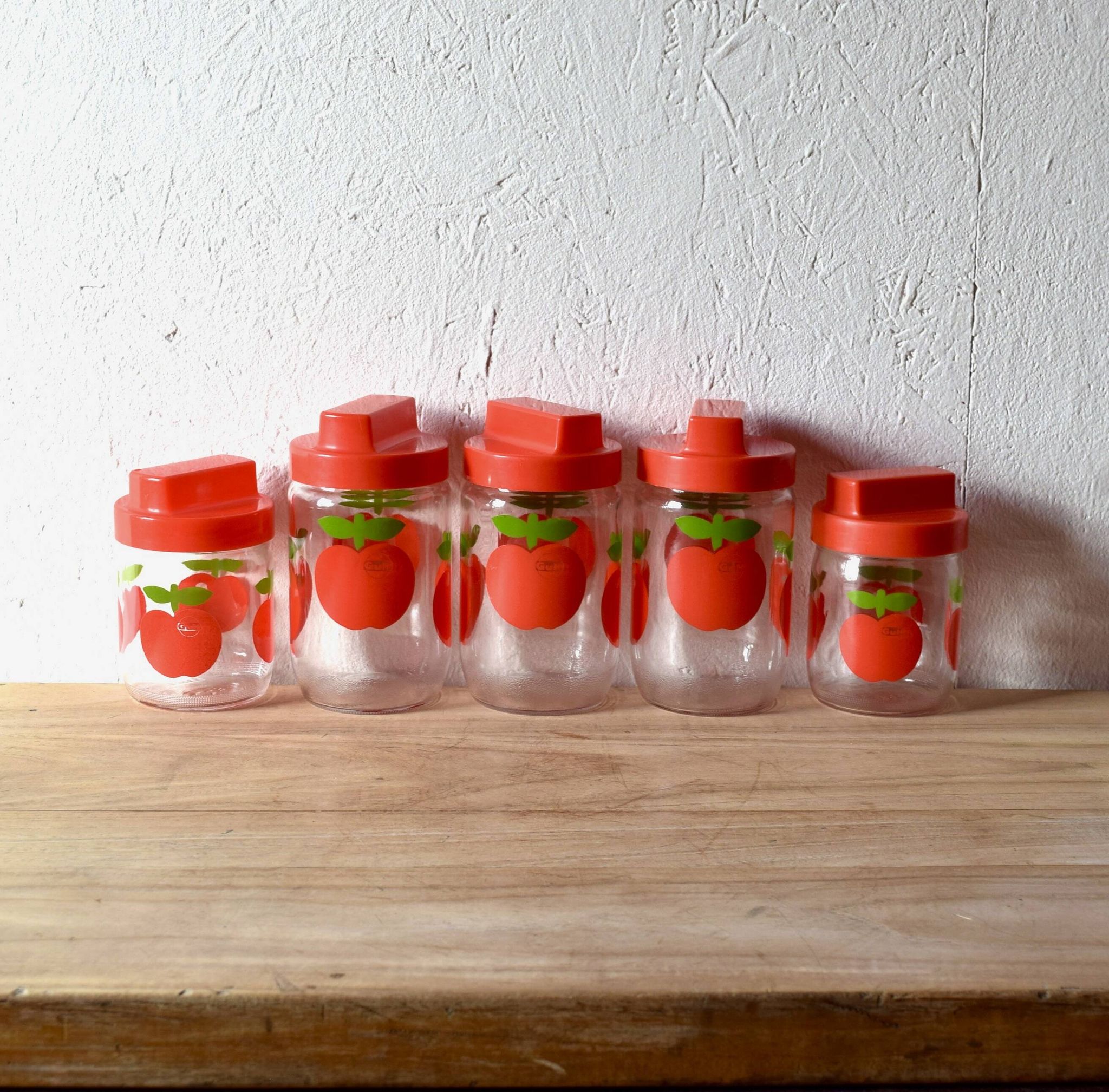 Set of 5 vintage Henkel Pommes pots - advertising edition for Gulf