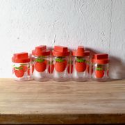 Set of 5 vintage Henkel Pommes pots - advertising edition for Gulf