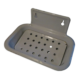 Enamelled metal wall soap dish 1950s