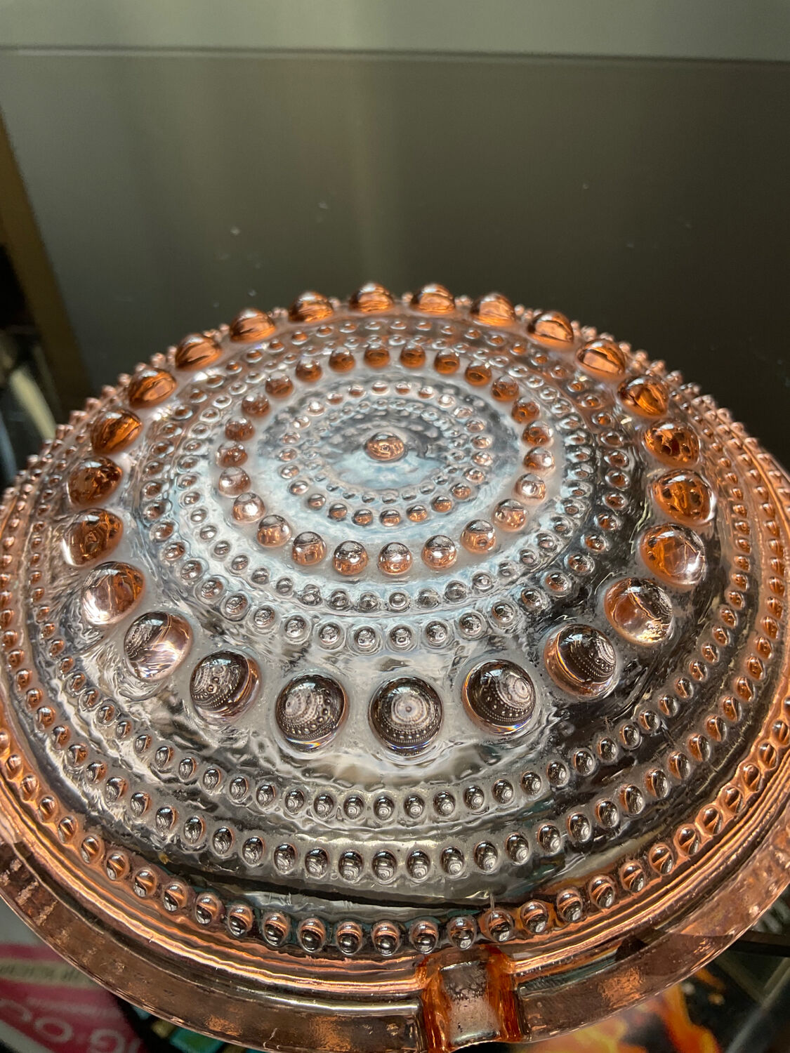 Vintage ashtray in pink glass 70s