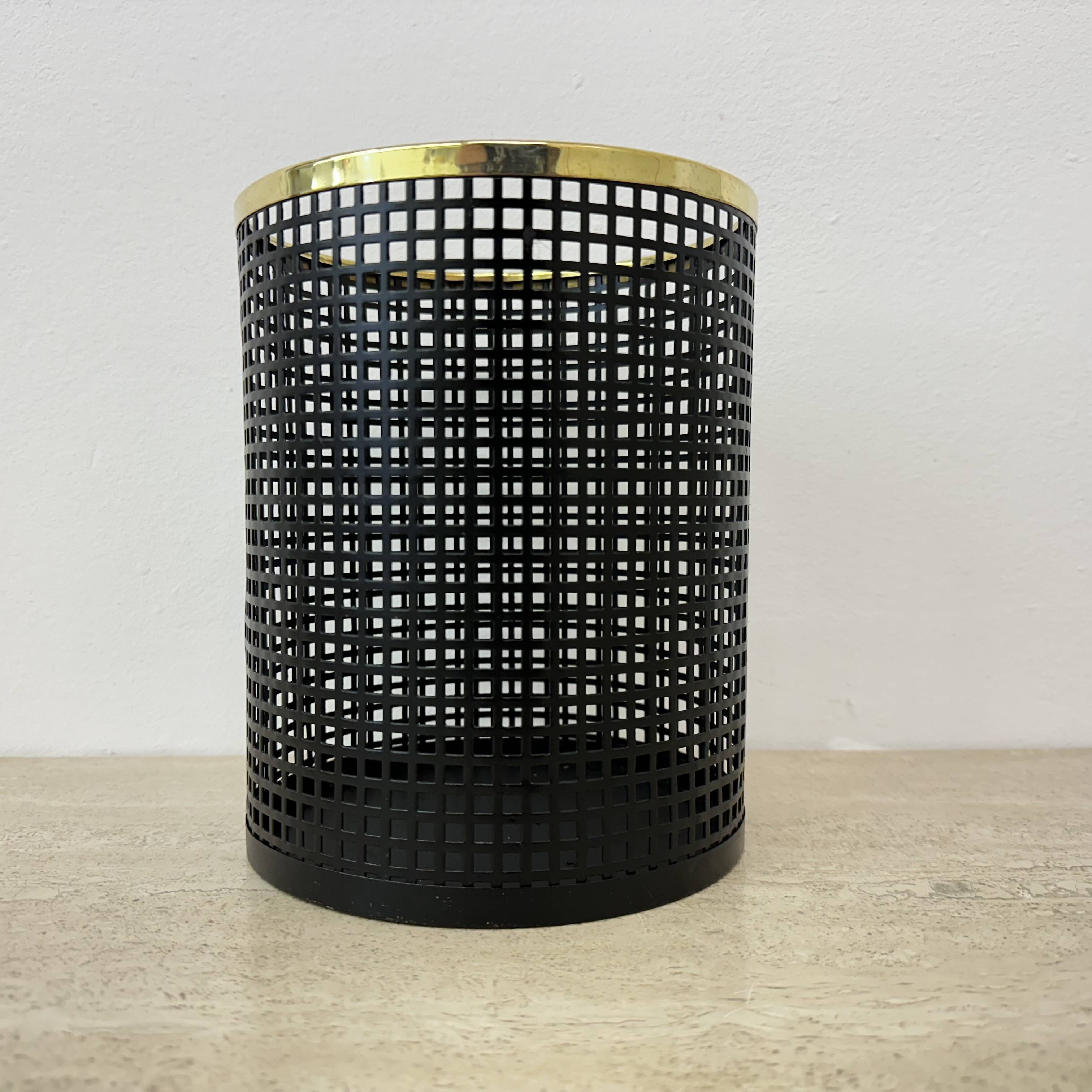 Mid century design perforated metal basket / bin , 1970s