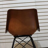4 camel-coloured leather seating chairs