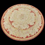 Large Circular Aubusson Style Rug / Round 3.05 M. Diameter