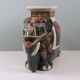 Large vintage ceramic elephant in glazed finish, stool or side table.