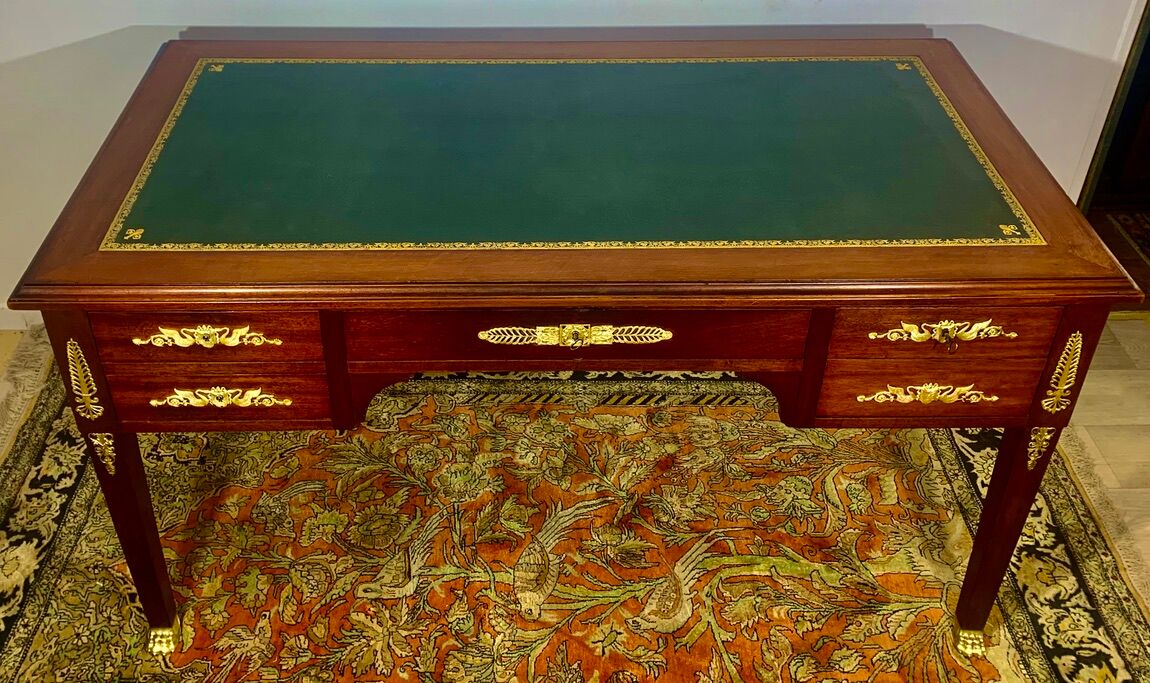Empire style desk Return from Egypt, double-sided, mahogany, gilded bronzes