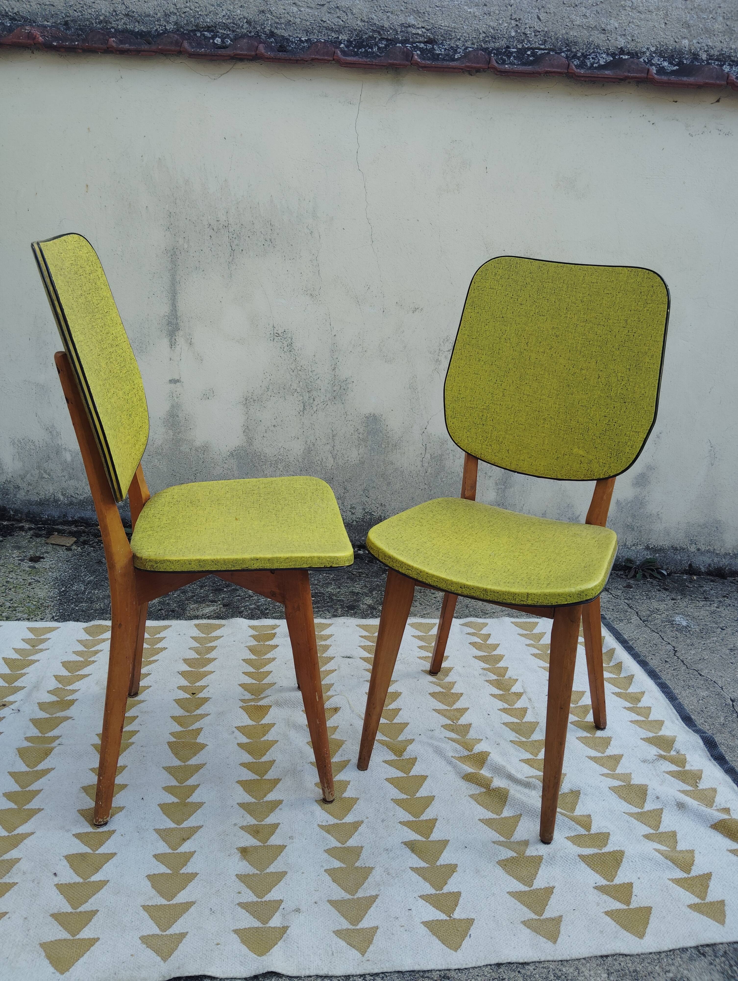 Pair of vintage apple green chairs from the 1950s