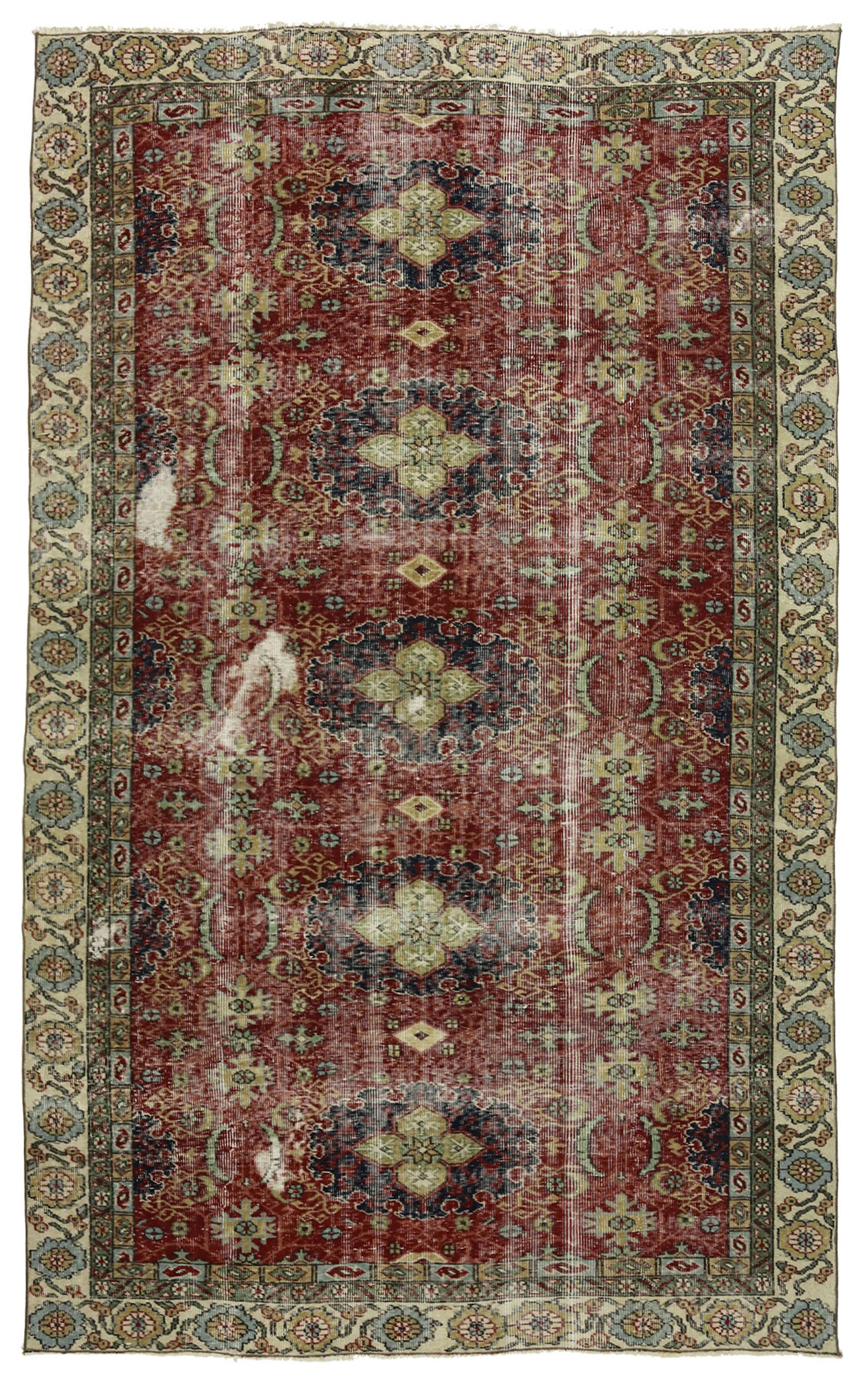 One-of-a-kind turkish handwoven vintage rug - rustic vintage charm 276x 174 cm