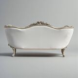 Louis XV salon in white and gold with tufting - Handmade in beech wood.
