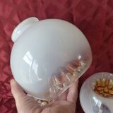 Series of 3 globes, vintage lampshades.