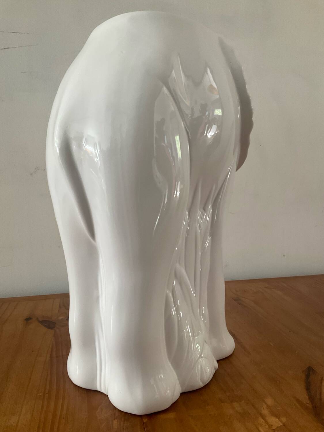 Vintage elephant umbrella stand in glazed ceramic