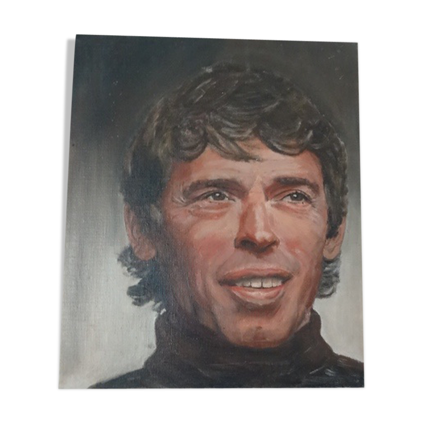 Portrait oil on canvas Jacques Brel