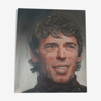 Portrait oil on canvas Jacques Brel