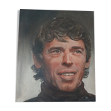 Portrait oil on canvas Jacques Brel
