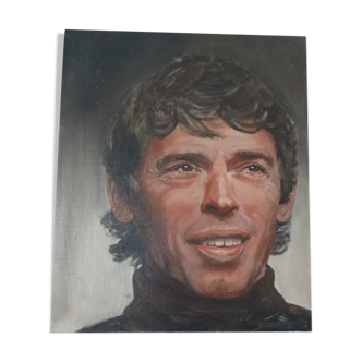 Portrait oil on canvas Jacques Brel