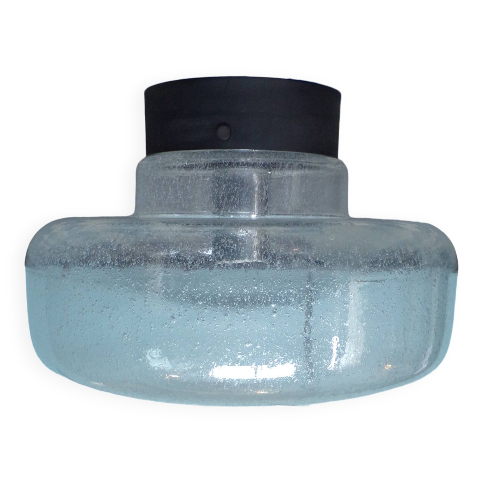 Large German ceiling light in bubbled glass Ø36cm