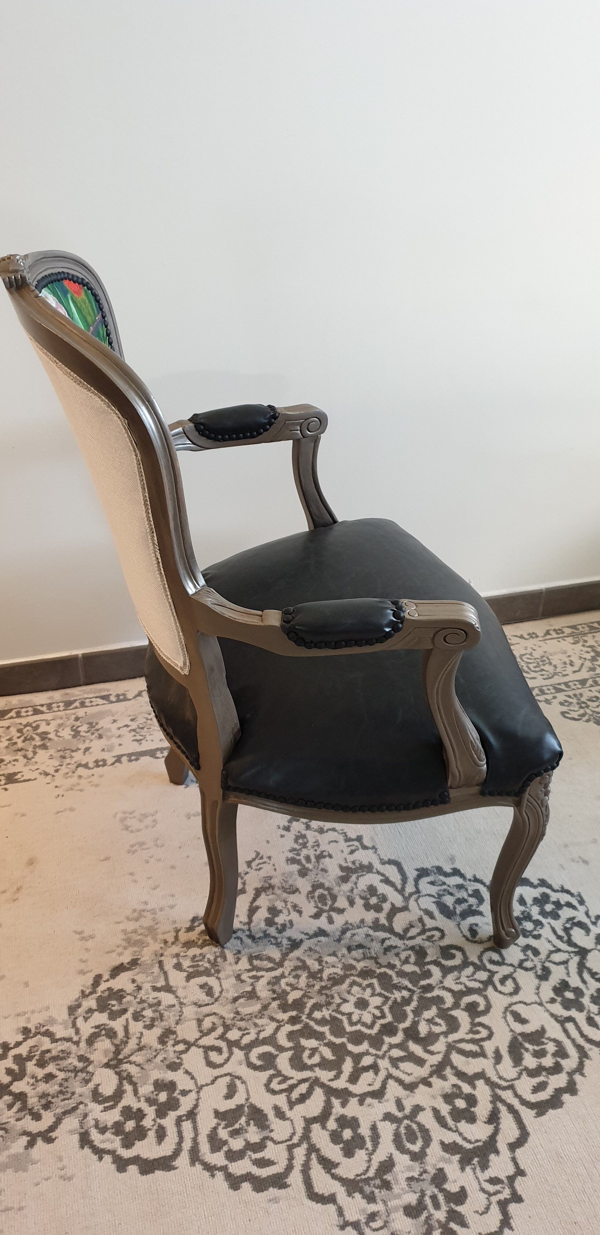 renovated Louis XV style armchair, Frida Kahlo folder