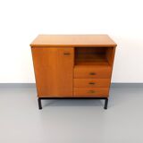 Vintage modernist style storage unit by Marcel Gascoin for Alveole in oak wood