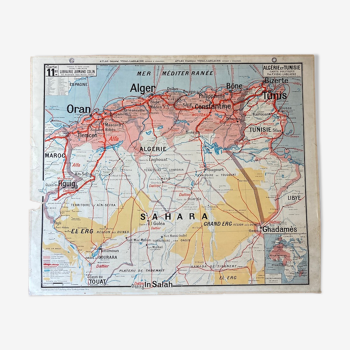 School map No.11/11bis Algeria and Tunisia / Politics and Physics Vidal-Lablache - Armand Colin