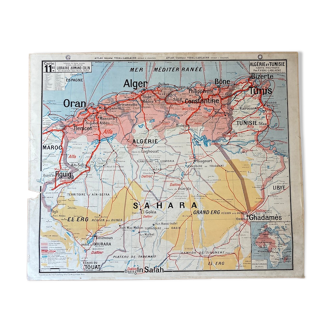 School map No.11/11bis Algeria and Tunisia / Politics and Physics Vidal-Lablache - Armand Colin