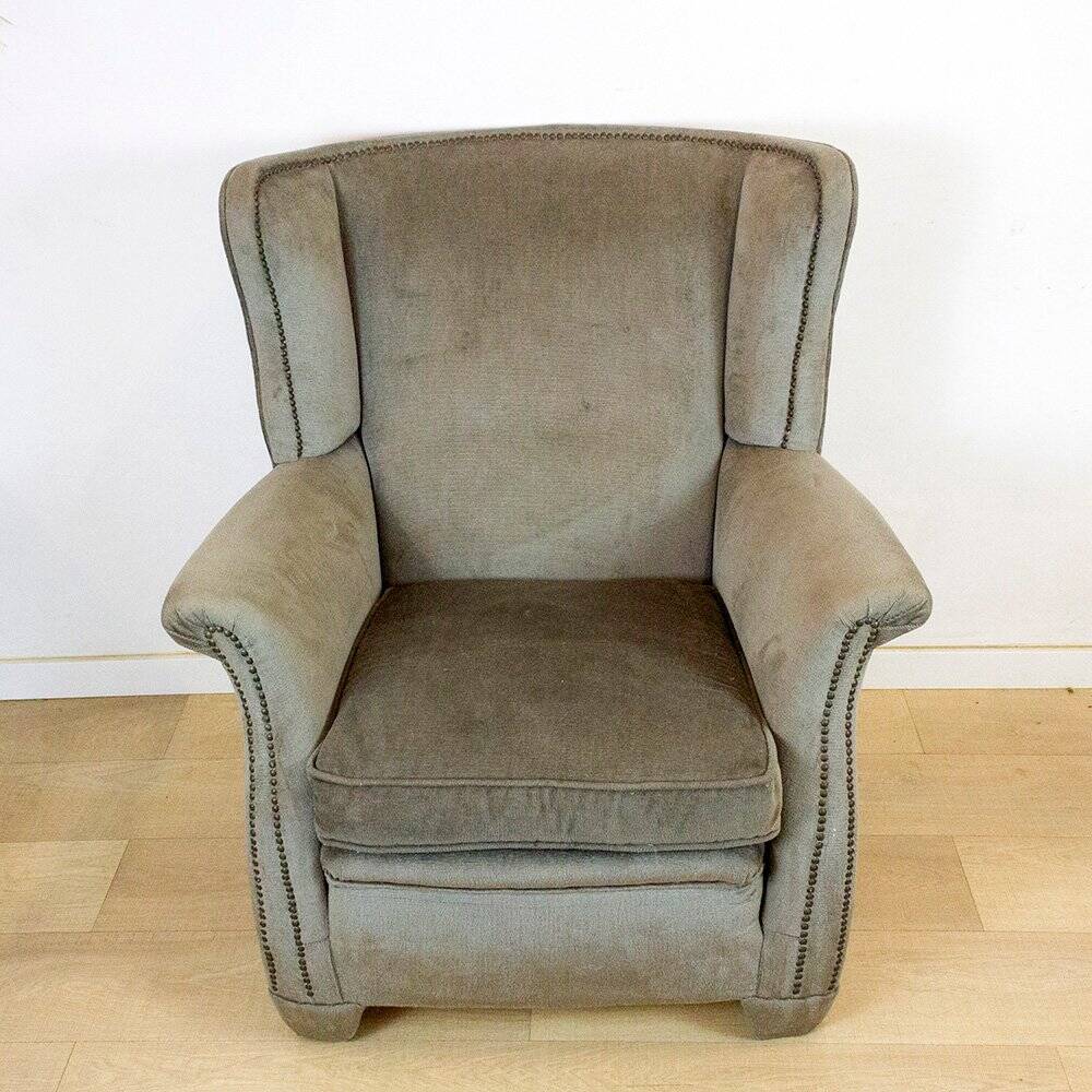 Vintage Velvet Ear Armchair, 1970s