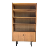Bibliothèque vitrine vintage moderniste en chêne