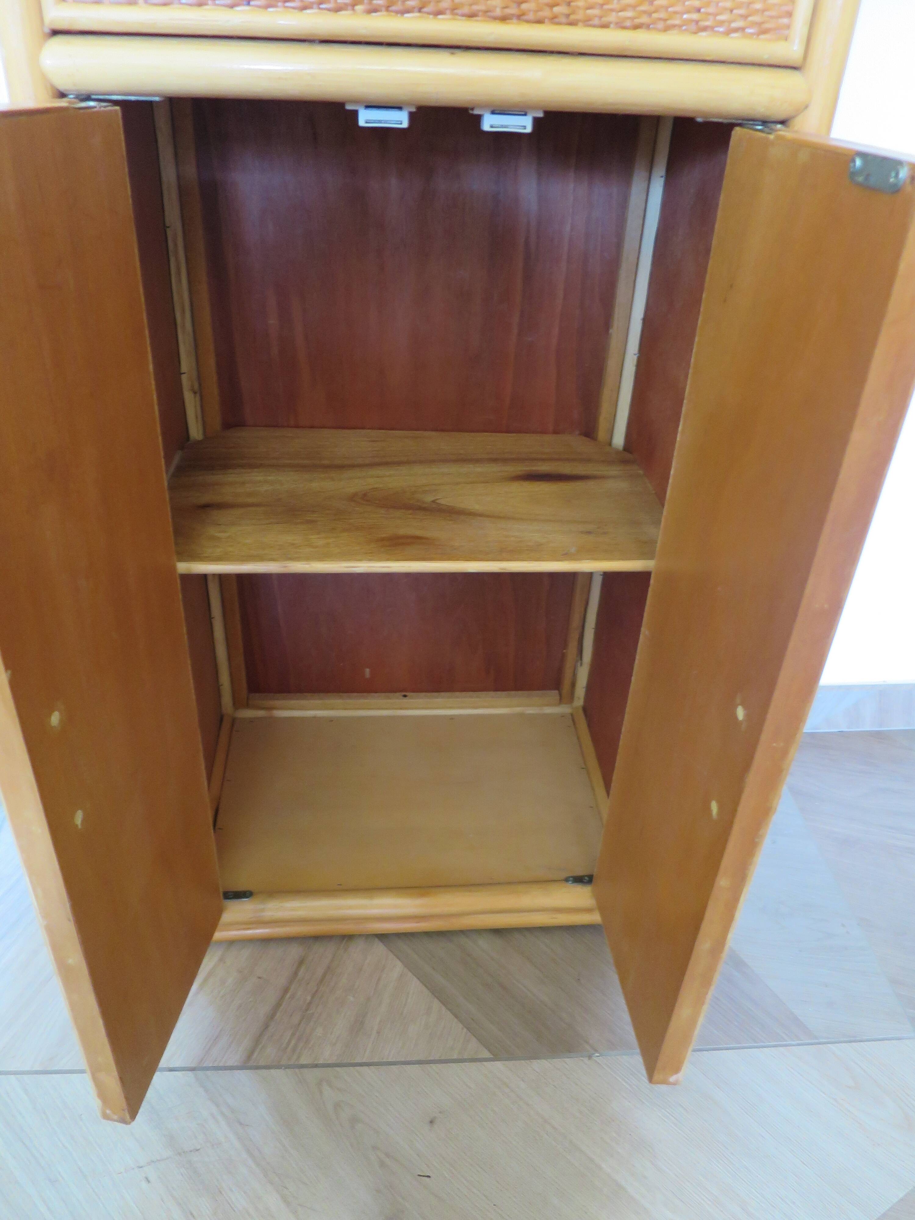 Vintage Library - 2 drawers - Woven rattan cupboard - 1980s - natural