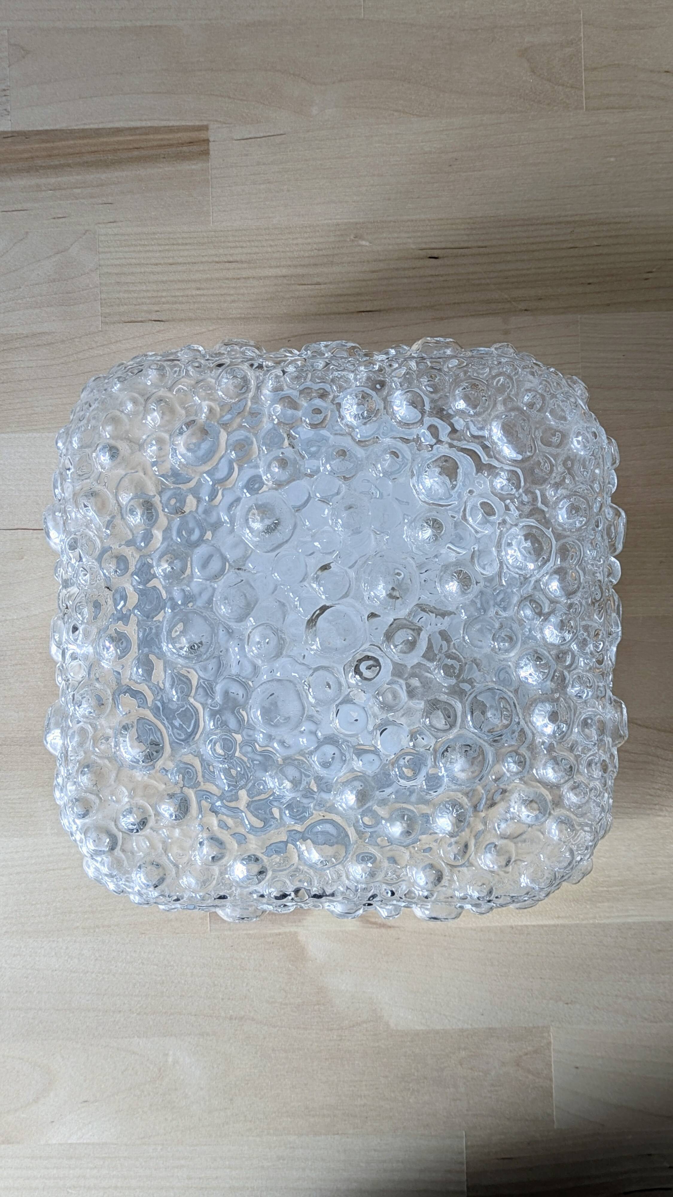 Square ceiling light with bubbled glass