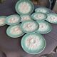 Niderviller sea-green earthenware oyster plates, set of 10 + dish