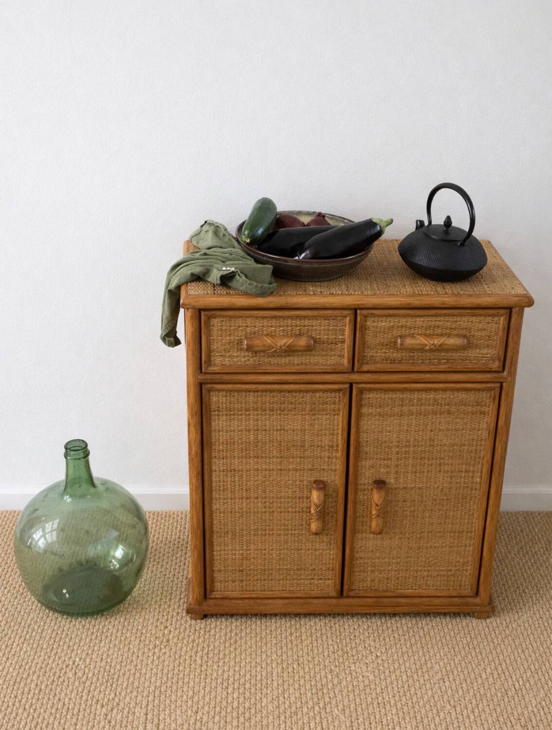 Small rattan and wicker buffet
