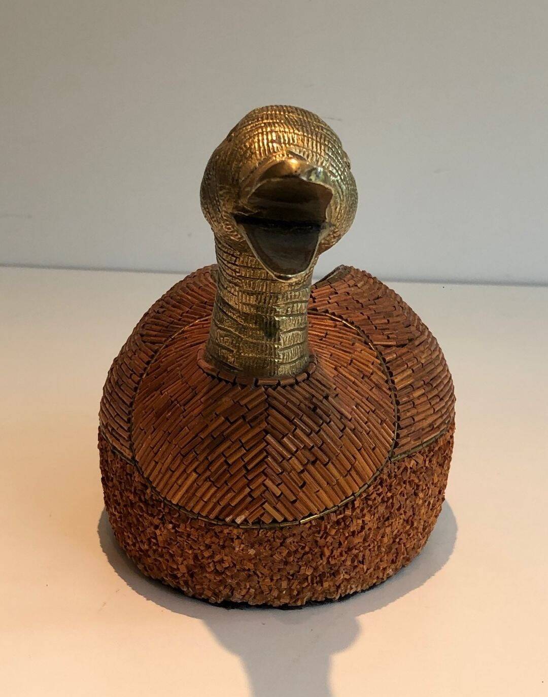 Ceramic and Brass Duck Catchall, Tarzia Firenze, Italian Work,