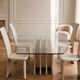 Large vintage dining table in beige stone and glass – 220 cm