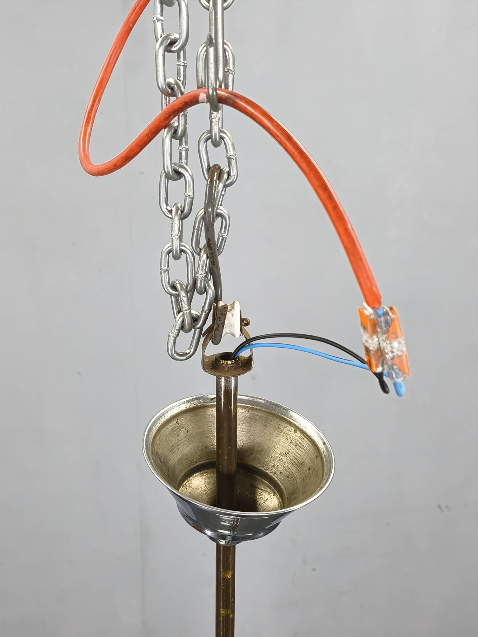 Czech Art Deco Chrome and Opaline Glass Chandelier, 1930s