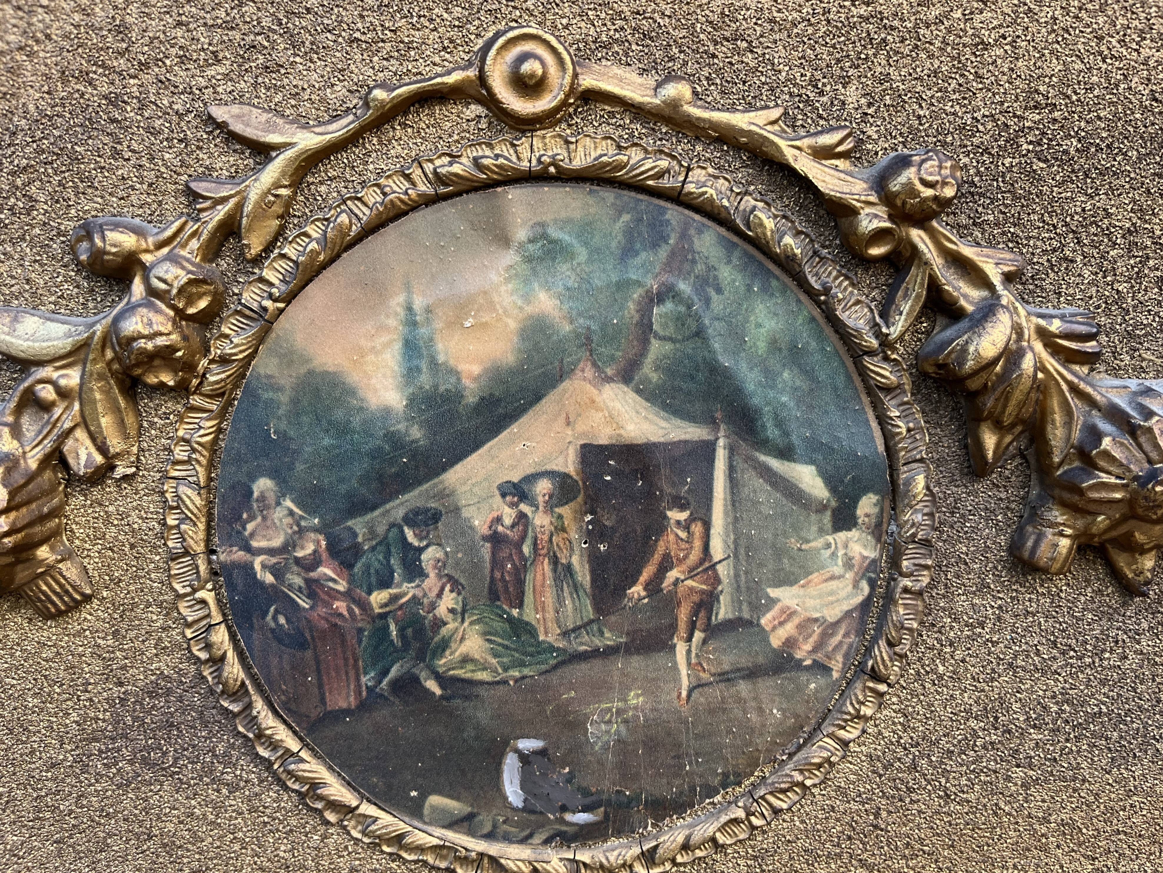 Miroir ancien en bois doré 128 x 68 cm