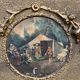 Miroir ancien en bois doré 128 x 68 cm