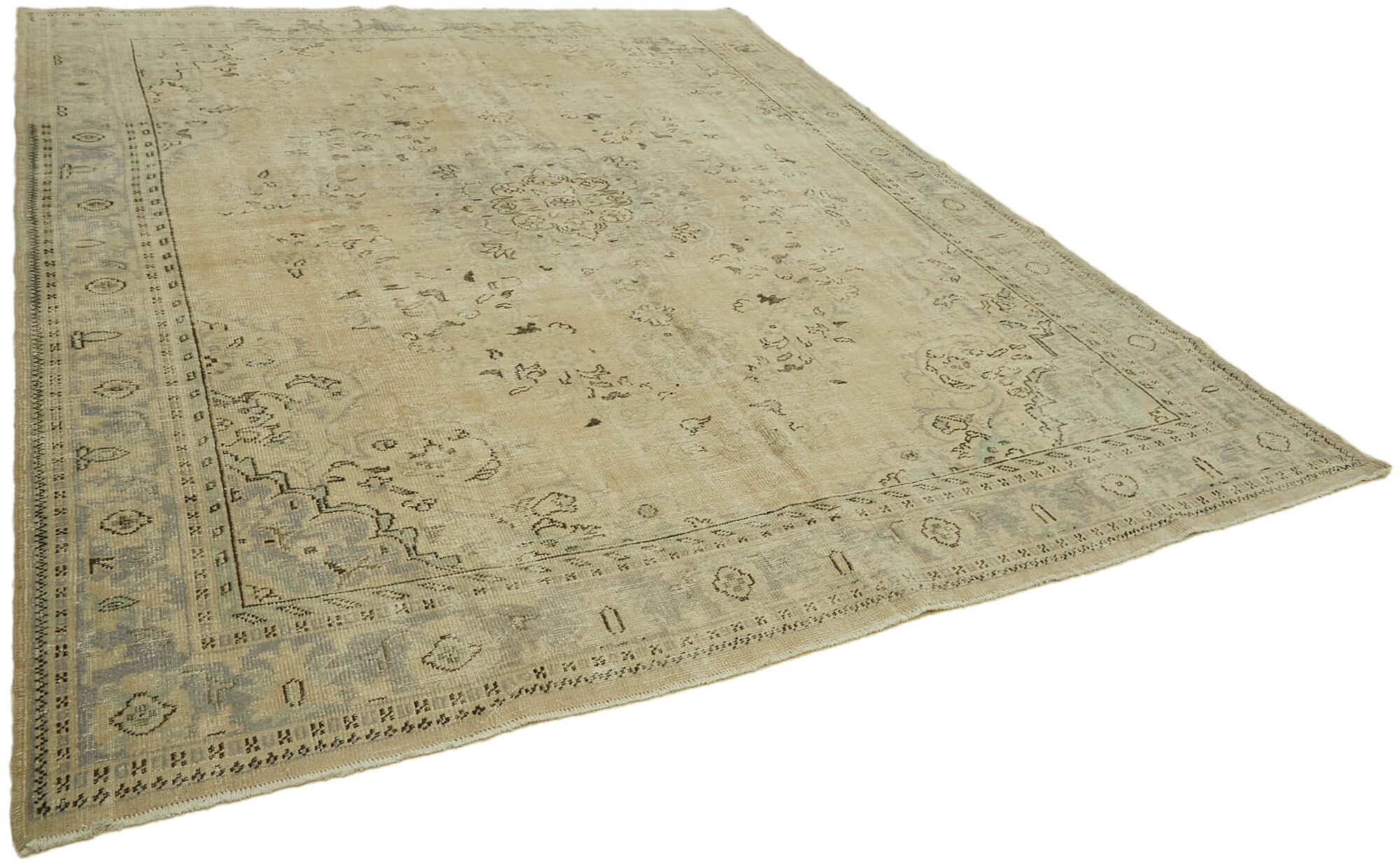 Handmade Oriental Unique 1980s 283 cm x 324 cm Beige Wool Carpet