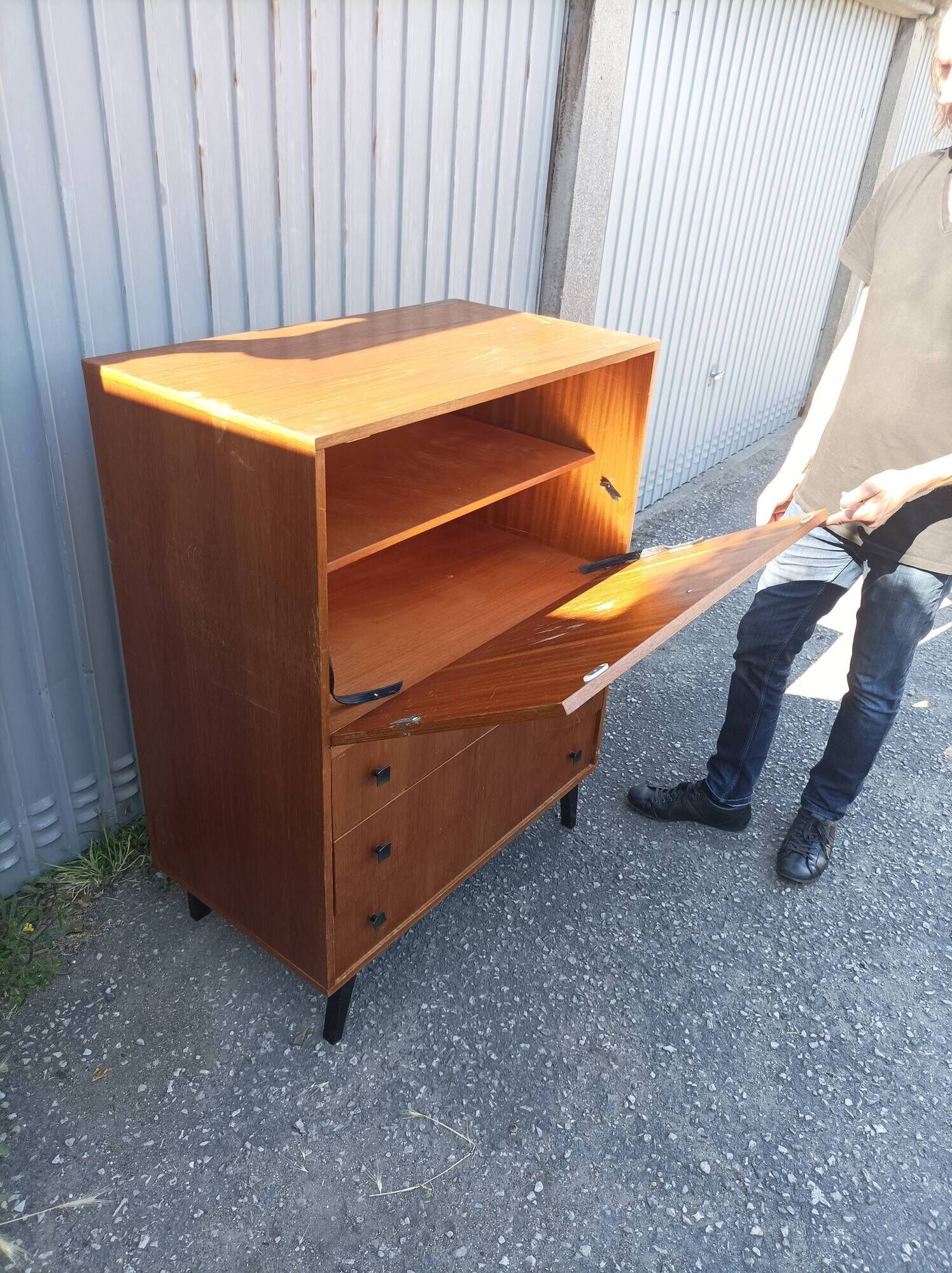 Old secretary cabinet scandinavian dresser vintage compass feet