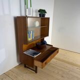 Vintage teak bookcase with glass doors – Scandinavian mid-century elegance