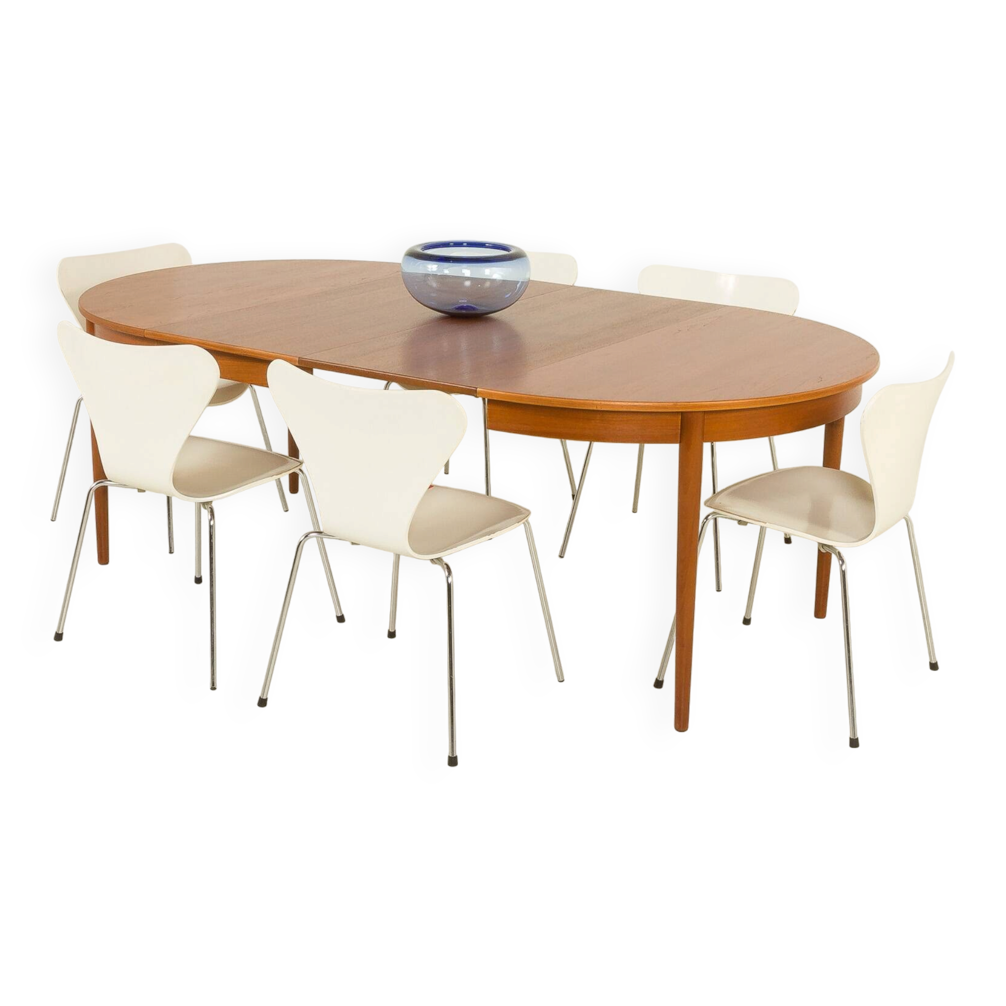 Table extensible en teck danois avec 2 allonges, années 1960.