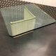 Square travertine vintage bass tabke and glass slab around 1970