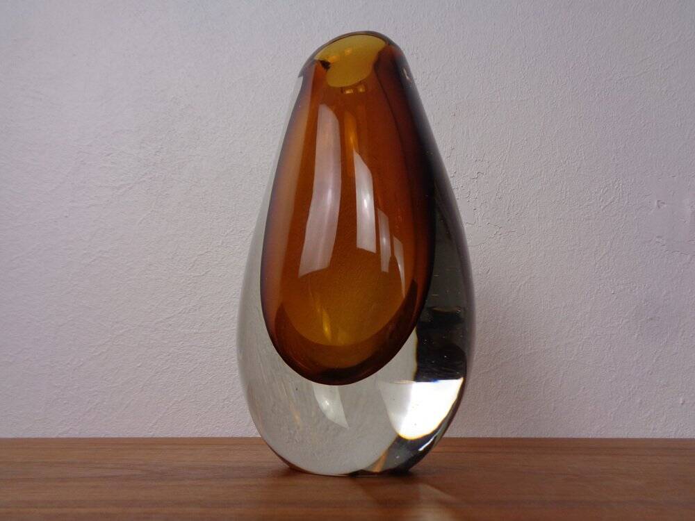 Finnish glass vase by Armando Jacobino for Oy Kumela, 1950s