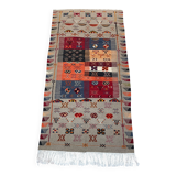 Unique and medium berber kilim, red rug, moroccan kilim, decoration rug