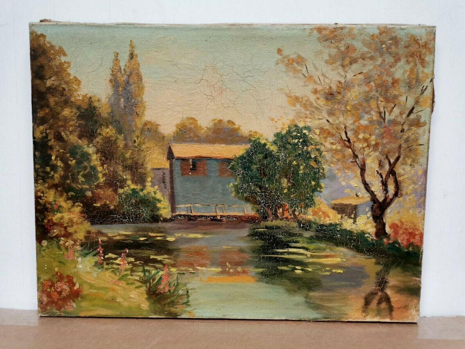 Old painting, Oil on canvas, beautiful landscape