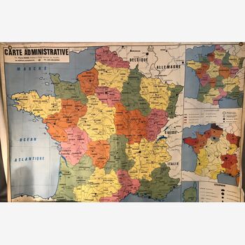 Old school map Administrative France