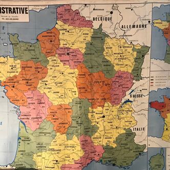 Old school map Administrative France